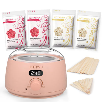 Picture of KOTAMU Digital Wax Warmer Kit for Hair Removal At Home for Women Sensitive Skin Brazilian Facial Hair Body with 4 Formulas Hard Wax Beads Target Different Type of Hair