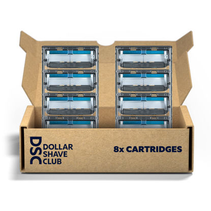 Picture of Dollar Shave Club | 6 Blade Club Series Razor Refill Cartridges, 8 Count | Precision Cut Stainless Steel Blades with a Built-in Trimmer Blade | NOT COMPATIBLE WITH HERITAGE/EXECUTIVE RAZOR HANDLES