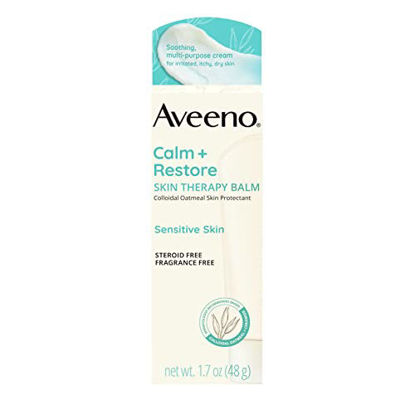 Picture of Aveeno Calm + Restore Skin Therapy Balm, Soothing & Moisturizing Skin Protectant for Sensitive Skin, Colloidal Oatmeal & Ceramide to Help Fight Dry Skin, Fragrance- & Steroid-Free, 1.7 oz