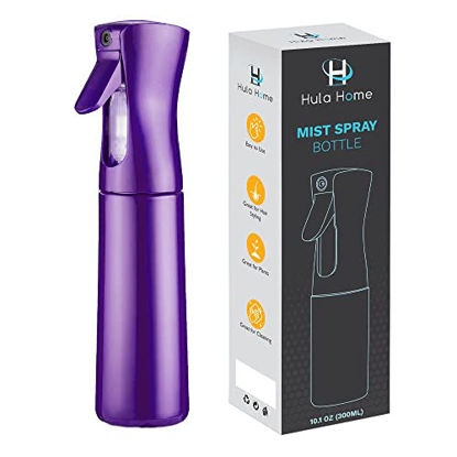 Picture of Hula Home Continuous Spray Bottle (10.1oz/300ml) Empty Ultra Fine Plastic Water Mist Sprayer - For Hairstyling, Cleaning, Salons, Plants, Essential Oil Scents & More - Purple