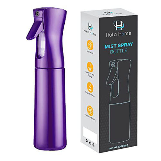 Picture of Hula Home Continuous Spray Bottle (10.1oz/300ml) Empty Ultra Fine Plastic Water Mist Sprayer - For Hairstyling, Cleaning, Salons, Plants, Essential Oil Scents & More - Purple