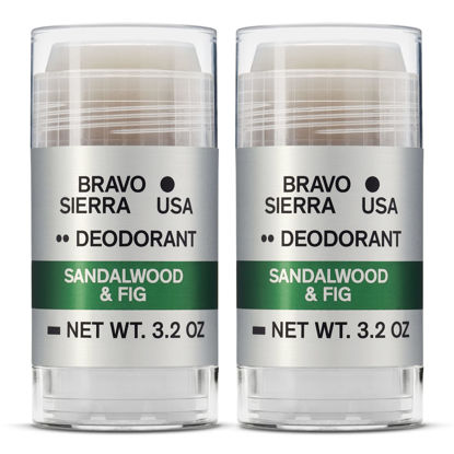 Picture of Aluminum-Free Natural Deodorant for Men by Bravo Sierra, 2-Pack - Long Lasting All-Day Odor and Sweat Protection - Sandalwood & Fig, 3.2 oz - Paraben-Free, Baking Soda Free, Vegan & Cruelty-Free