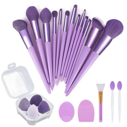 Picture of Makeup Brushes 22 Pcs Makeup Kit,Foundation Brush Eyeshadow Brush Make up Brushes Set (Purple, 22 Piece Set Large)