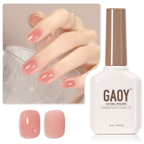 Picture of GAOY Jelly Nude Gel Nail Polish, 16ml Sheer Pink Translucent Gel Polish, UV Light Cure for Nail Art DIY, 1719 Blush Pink