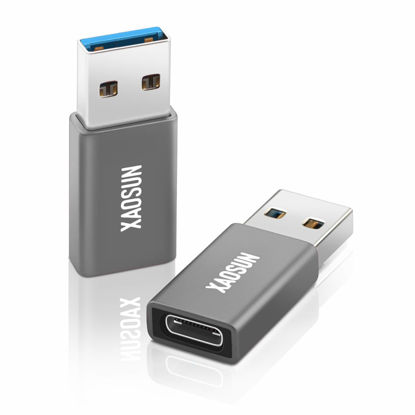 Picture of [10Gbps] USB C Female to USB Male Adapter (2-Pack), 3.1 USB A to USB C Adapter, XAOSUN One-Sided SuperSpeed Data Sync & 100W Fast Charging - Compatible with Laptop, PC, Charger, Power Bank, Quest Link