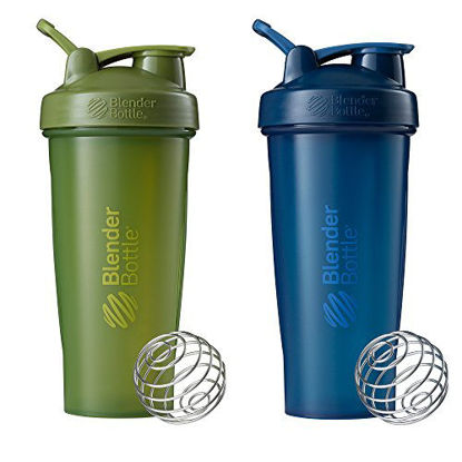 Picture of BlenderBottle Classic Shaker Bottle Perfect for Protein Shakes and Pre Workout, 28-Ounce (2 Pack), Moss/Moss and Navy/Navy