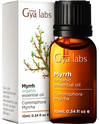 Picture of Gya Labs Myrrh Essential Oil Organic for Skin - 100% Natural Myrrh Essential Oils Organic for Diffuser - Organic Myrrh Essential Oil for Hair, Candle Making & Massage (0.34 fl oz)