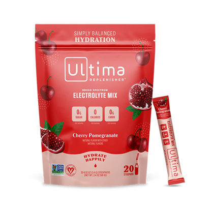 Picture of Ultima Replenisher Hydration Electrolyte Packets- 20 Count- Keto & Sugar Free- On the Go Convenience- Feel Replenished, Revitalized- Non-GMO & Vegan Electrolyte Drink Mix- Cherry Pomegranate