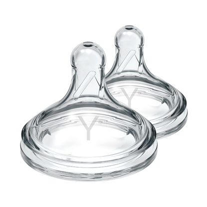Picture of Dr. Brown’s Natural Flow Y-Cut Wide-Neck Baby Bottle Silicone Nipple, Ideal for Thicker Liquids, 100% Silicone, 2 Pack, 9m+