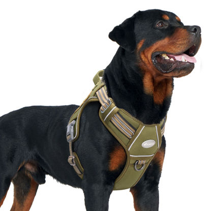 Picture of Auroth Tactical Dog Harness for Small Medium Large Dogs No Pull Adjustable Pet Harness Reflective K9 Working Training Easy Control Pet Vest Military Service Dog Harnesses XL, Green
