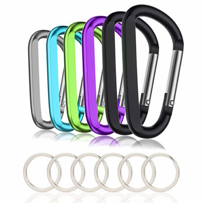 Picture of 6PCS Carabiner Caribeaner Clip,3" Large Aluminum D Ring Shape Carabeaner Keychain Hook