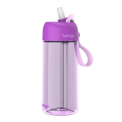 Picture of Bentgo® Kids Water Bottle - New & Improved 2023 Leak-Proof, BPA-Free 15 oz. Cup for Toddlers & Children - Flip-Up Safe-Sip Straw for School, Sports, Daycare, Camp & More (Purple)