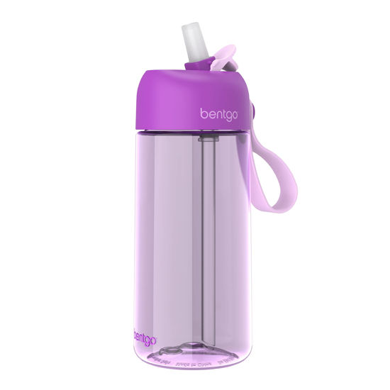 Picture of Bentgo® Kids Water Bottle - New & Improved 2023 Leak-Proof, BPA-Free 15 oz. Cup for Toddlers & Children - Flip-Up Safe-Sip Straw for School, Sports, Daycare, Camp & More (Purple)