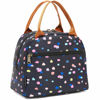 Picture of FlowFly Lunch Bag Tote Bag Lunch Organizer Lunch Holder Insulated Lunch Cooler Bag for Women/Men, Black Flower
