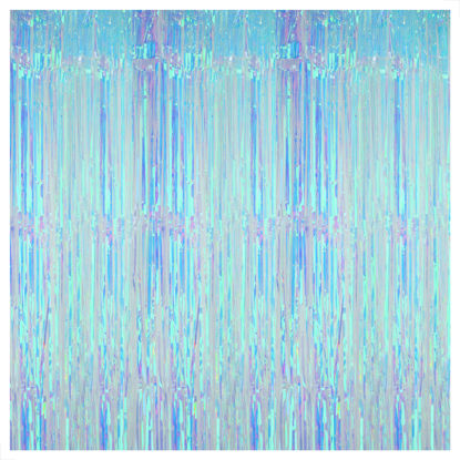 Katchon, Iridescent Blue Backdrop Curtain - 6.4x8 Feet, Pack of 2 |  Iridescent Blue Streamers for Summer Party Decorations | Beach Party  Decorations