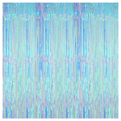 Picture of KatchOn, XtraLarge Blue Iridescent Streamers - 3.2x8 Feet, Blue Fringe | Mermaid Birthday Decorations, Iridescent Party Decorations | Bachelorette Party Decorations | Under The Sea Party Decorations