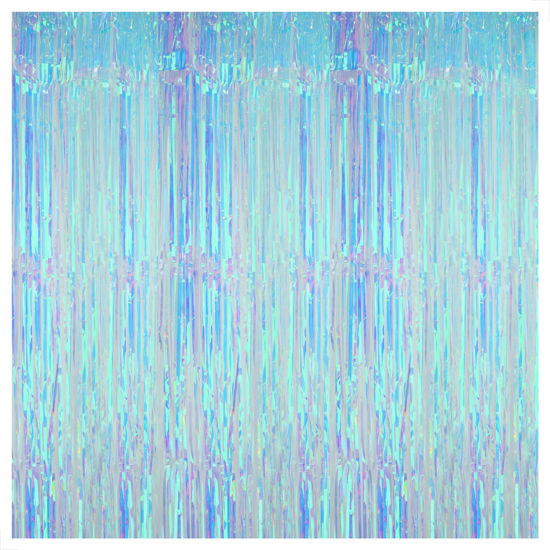 Picture of KatchOn, XtraLarge Blue Iridescent Streamers - 3.2x8 Feet, Blue Fringe | Mermaid Birthday Decorations, Iridescent Party Decorations | Bachelorette Party Decorations | Under The Sea Party Decorations