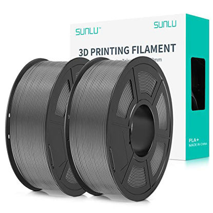 Picture of SUNLU 3D Printer Filament PLA Plus 1.75mm 2KG, SUNLU Neatly Wound PLA Filament 1.75mm PRO, PLA+ Filament for Most FDM 3D Printer, Dimensional Accuracy +/- 0.02 mm, 1 kg Spool, 2 Packs, Grey+Grey
