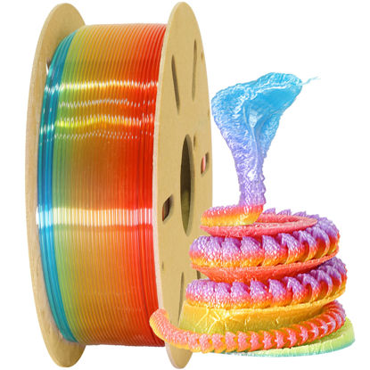 Picture of MIKA3D Clear Rainbow Fast Color Change Multi Colored PLA 3D Printing Filament, Widely Fit for 3D Printer, 1.75mm Color Change Gradually Random Quickly PLA, 1KG 2.2LBS Transparent Multicolor PLA