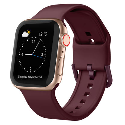 Picture of Sport Band Compatible with Apple Watch Bands 41mm 40mm 38mm, Soft Silicone Wristbands Replacement Strap with Classic Clasp for iWatch Series SE 8 7 6 5 4 3 2 1 for Women Men, Wine Red