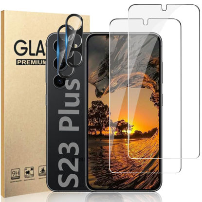 Picture of [2+2 Pack] Galaxy S23 Plus 6.6 Inch 5G Screen Protector with Camera Lens Protector,[9H Hardness] [Anti Scratch] [HD Clear] [Fingerprint Unlock] [3D Curved]Screen Protector for Samsung S23 Plus