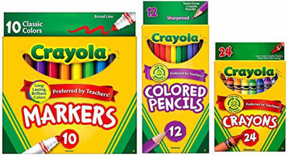 Picture of Crayola Classic Bundle: 3 Items - Crayons (24 Count), Broad Line Markers (10 Count), Colored Pencils (12 Count)
