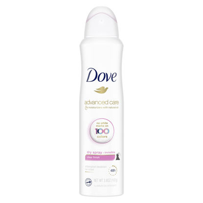 Picture of Dove Advanced Care Invisible Dry Spray Antiperspirant Deodorant No White Marks on 100 Colors Clear Finish 48-Hour Sweat and Odor Protecting Deodorant for Women 3.8 oz
