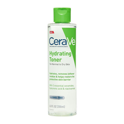 Picture of CeraVe Hydrating Toner for Face Non-Alcoholic with Hyaluronic Acid, Niacinamide, and Ceramides for Sensitive Dry Skin, Fragrance-Free Non Comedogenic, Full Size, 6.8 Fl Oz