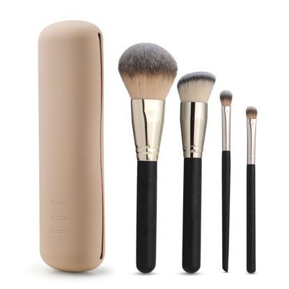 Picture of FERYES Large Travel Makeup Brush Holder with 4Pcs Makeup Brushes
