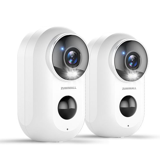 Picture of ZUMIMALL Security Cameras Wireless Outdoor with Magnetic Mount, 2 Pack Battery Operated Security Camera Outdoor with Siren, 3MP Color Night Vision/PIR Detection/IP66 Waterproof/2.4G WiFi, SD/Cloud