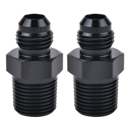 GetUSCart- EVIL ENERGY 6AN Male Flare to 3/8 NPT Pipe Fitting Adapter  Aluminum Straight Black 2PCS
