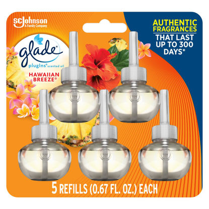 Picture of Glade PlugIns Refills Air Freshener, Scented and Essential Oils for Home and Bathroom, Hawaiian Breeze, 3.35 Fl Oz, 5 Count