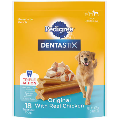 Picture of PEDIGREE DENTASTIX Large Dog Dental Treats Original Flavor Dental Bones, 14.99 oz. Pack (18 Treats)
