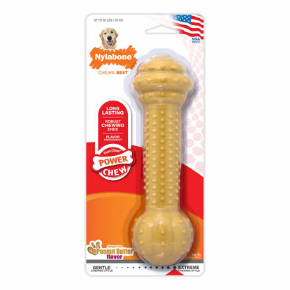 Picture of Nylabone Barbell Power Chew Durable Dog Toy Peanut Butter Large/Giant (1 Count)