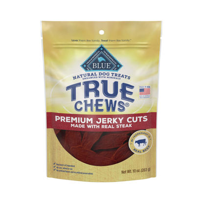 Picture of Blue Buffalo True Chews Premium Jerky Cuts Natural Dog Treats, Steak 10 oz bag