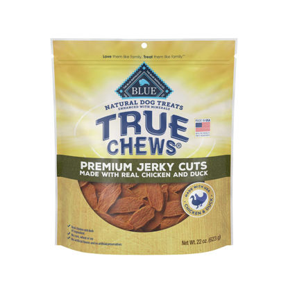 Picture of Blue Buffalo True Chews Premium Jerky Cuts Natural Dog Treats, Duck 22 oz bag