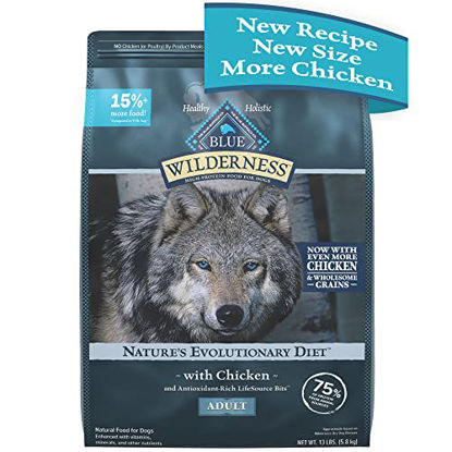 Picture of Blue Buffalo Wilderness High Protein Natural Adult Dry Dog Food Plus Wholesome Grains, Chicken 13 lb Bag