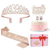 Picture of 39th Birthday Decorations for Women Including 39th Birthday Sash for Women, Tiara/Crown, Numeral 39 Candles and Cake Topper, Rose Gold 39th Birthday Gifts for Women Birthday Decorations Favor Supplies