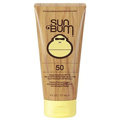 Picture of Sun Bum Original SPF 50 Sunscreen Lotion | Vegan and Hawaii 104 Reef Act Compliant (Octinoxate & Oxybenzone Free) Broad Spectrum Moisturizing UVA/UVB Sunscreen with Vitamin E | 6 oz