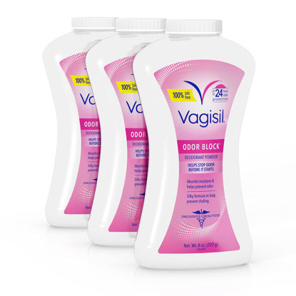 Picture of Vagisil Odor Block Deodorant Powder for Women, Helps to Prevents Chafing, Talc-Free, 8 Ounce (Pack of 3)