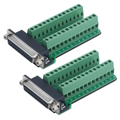 Picture of Antrader 2PCS DB25 Breakout Connector D-sub 25-pin Female Adapter RS232 to Terminal Board Signal Module