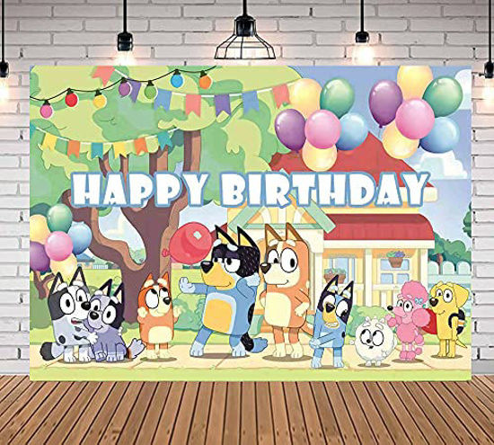 GetUSCart- 5x3FT Cartoon Cute Bluey Sheepdog Happy Birthday Theme ...