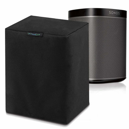 Picture of Single (1) Black Heavy Duty Outdoor Sonos Speaker Cover - Dust, Water & UV Protection for Your Sonos Play:1, Sonos One & Sonos One SL Speakers - Fits Wall Mounted Speakers