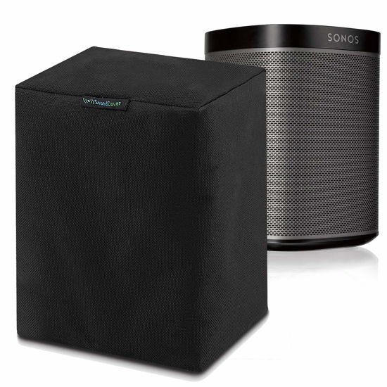 Picture of Single (1) Black Heavy Duty Outdoor Sonos Speaker Cover - Dust, Water & UV Protection for Your Sonos Play:1, Sonos One & Sonos One SL Speakers - Fits Wall Mounted Speakers