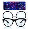 Picture of Premium Clear Glasses with Diffraction Flip Lenses - Ideal for Festivals, Lights, Raves, Etc. (Black)