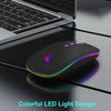 Picture of HOTLIFE LED Wireless Mouse, Slim Rechargeable Silent Portable USB Optical 2.4G Wireless Bluetooth Two Mode Computer Mice with USB Receiver and Type C Adapter (Black)