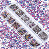 Picture of Dowarm 2650PCS Glue Fix Flatback Crystal Rhinestones Gems, 6 Sizes 1.5mm - 6.5mm, Non Hotfix Glass Flat Back Crystals Loose Gemstones for Crafts Nail Face Art Clothes Jewels (Blue Flame)