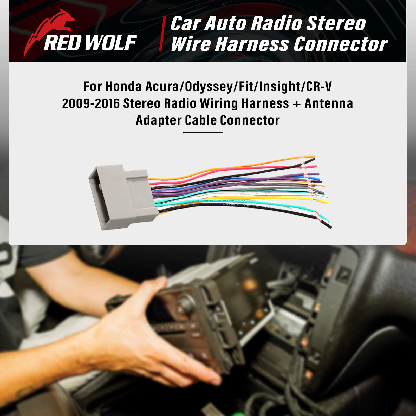 GetUSCart- RED WOLF Radio Stereo Wiring Harness Connector Adapter for