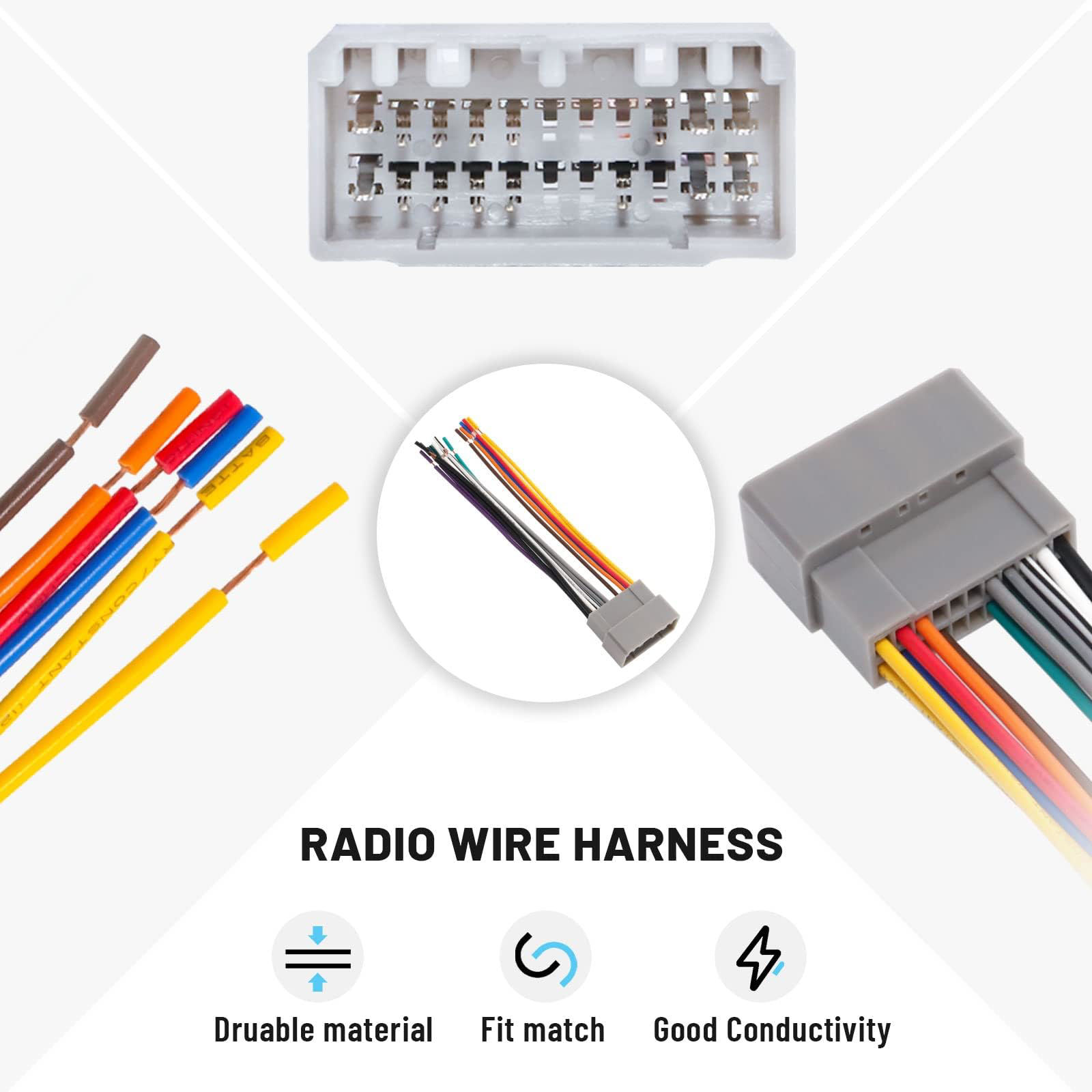 GetUSCart RED WOLF Car Stereo Wiring Harness Connector Compatible with