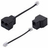 Picture of Phone Line Splitter,SHONCO Telephone Splitter, Phone Adapter Cable, with RJ11 6P4C Plugs, Suitable for Telephone, Fax Machine, 2 Pack Black